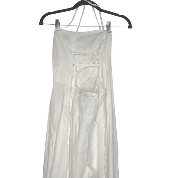 Forever 21 White Lace up Open back Wide legJumpsuit Size: M Women’s - Picture 2 of 4